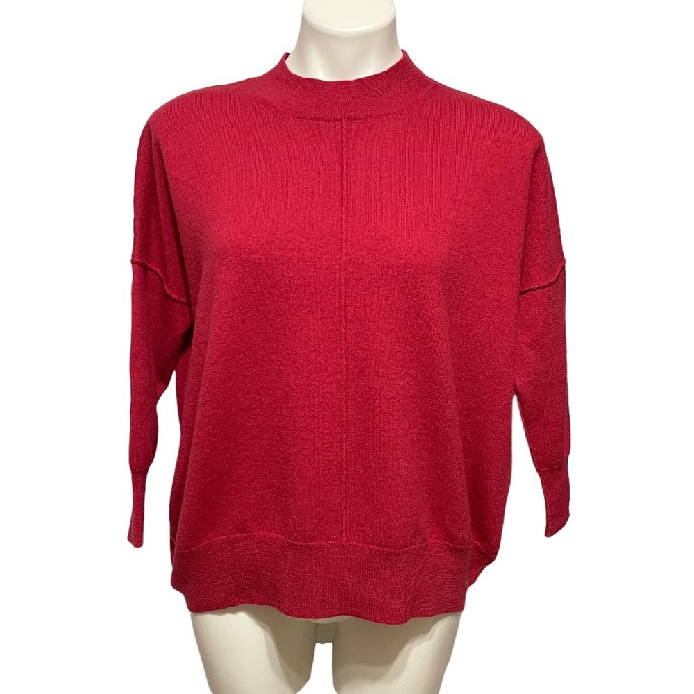 Animale Medium Red Mock Neck Merino Wool Sweater
